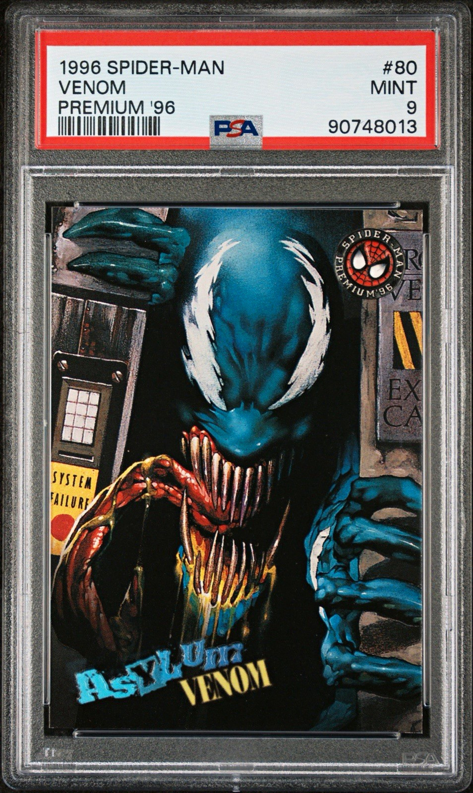 1996 Fleer/SkyBox Spider-Man Premium '96 Asylum Venom #80 PSA 9 Cert 90748013