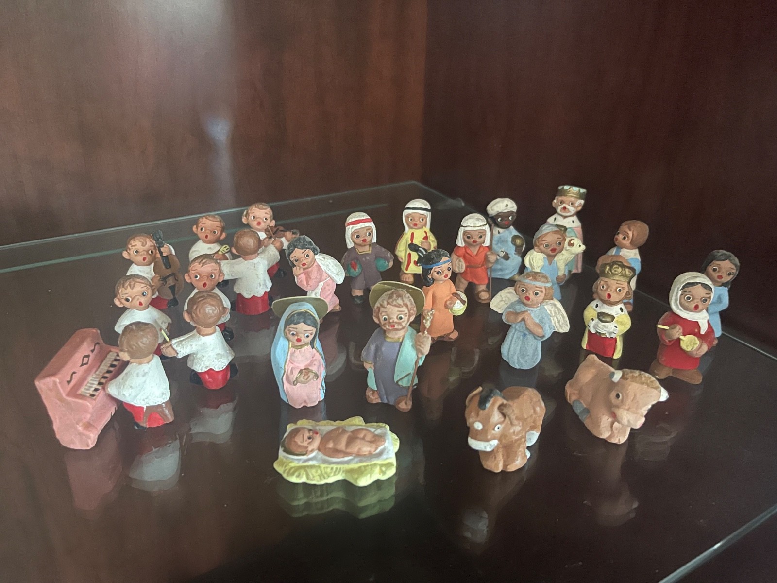 Vintage Spanish “mud people” nativity set