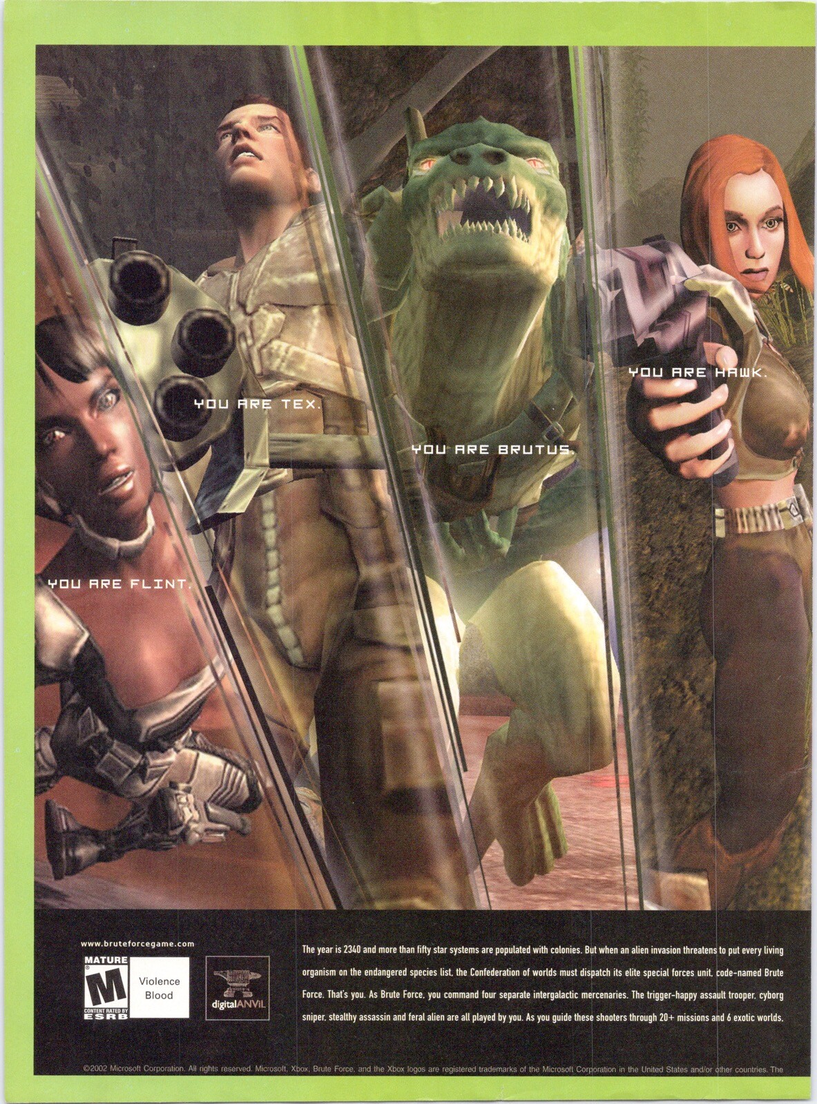 MICROSOFT Brute Force Xbox Video Game 2003 Vintage 2 Page Print Ad
