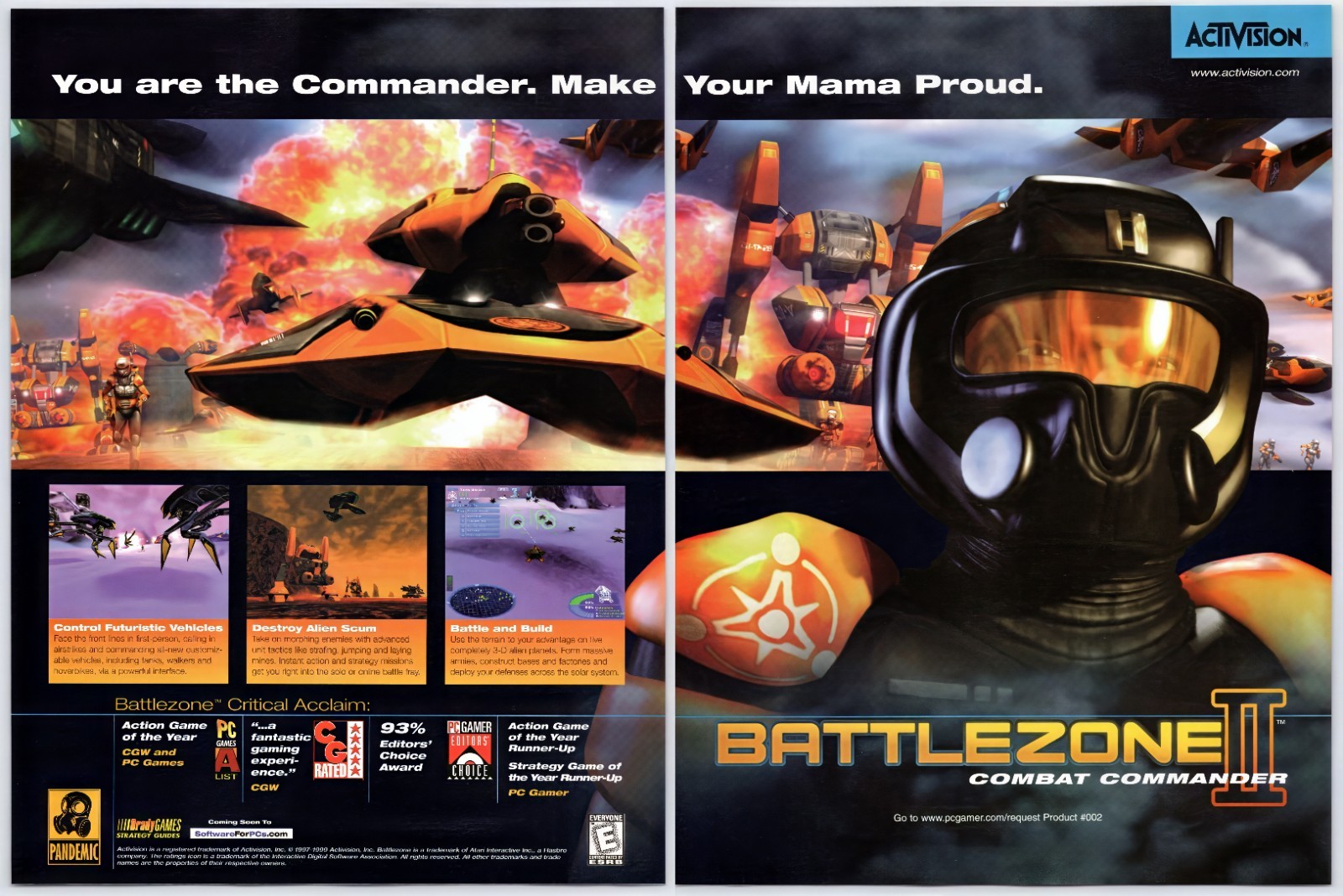 Battlezone II Combat Commander PC - Vintage Original Print Ad/Poster Promo 1999