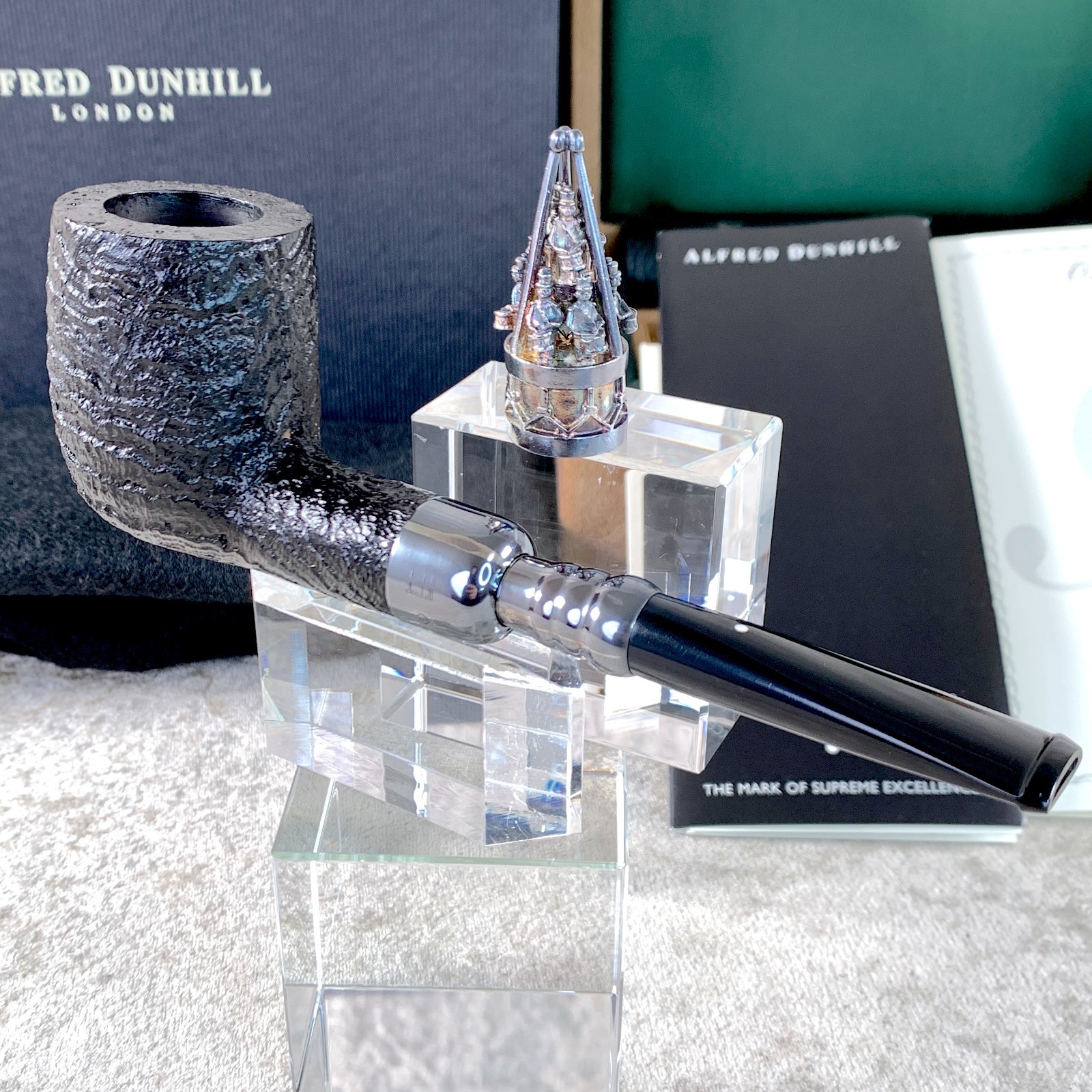 Dunhill Wooden Pipe Limited Edition 925 Sterling Silver Christmas 2001 UNSMOKED