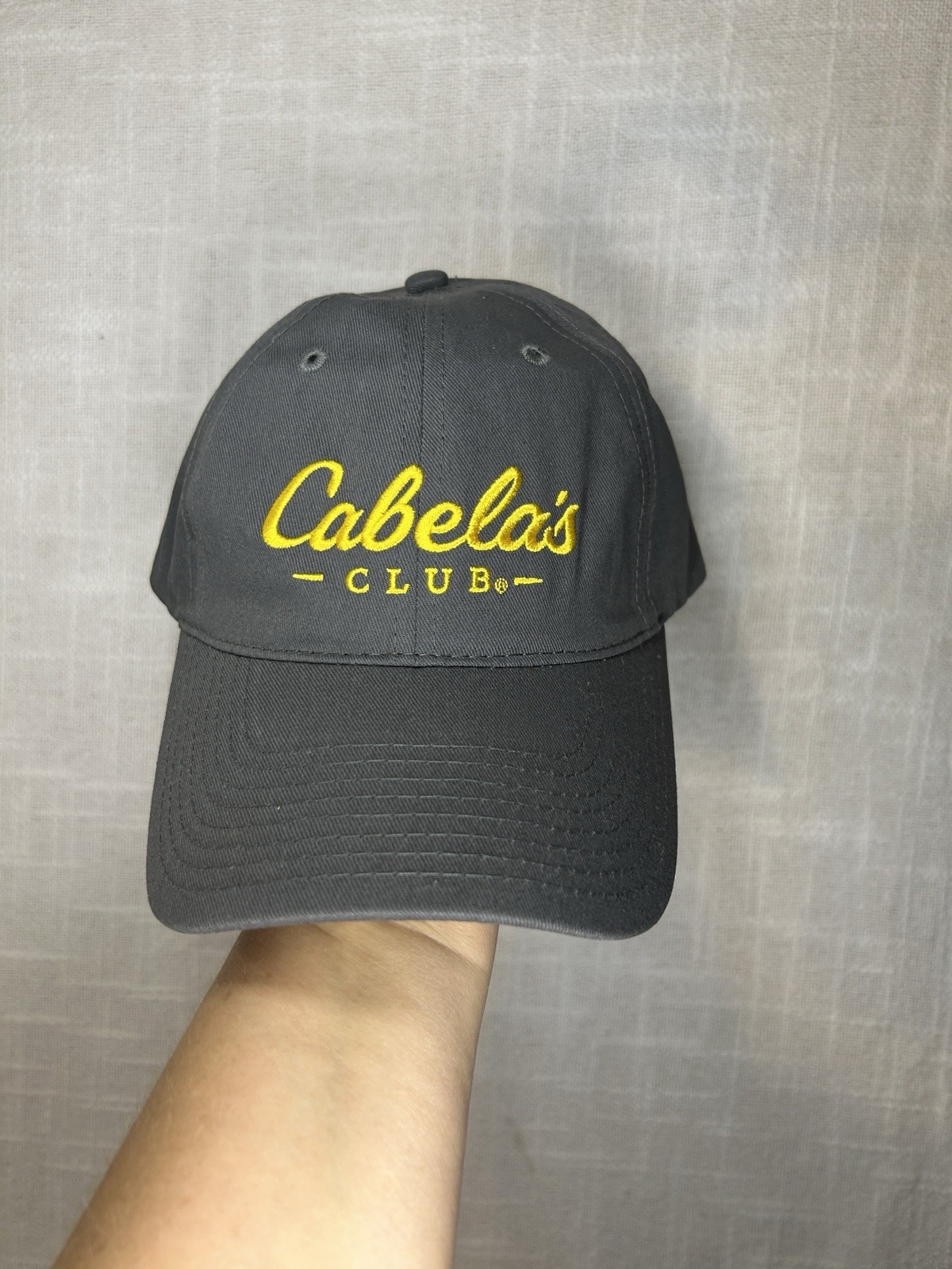 Cabela\'s Club Adjustable Strapback Baseball Cap Hat Black/Yellow Embroidered