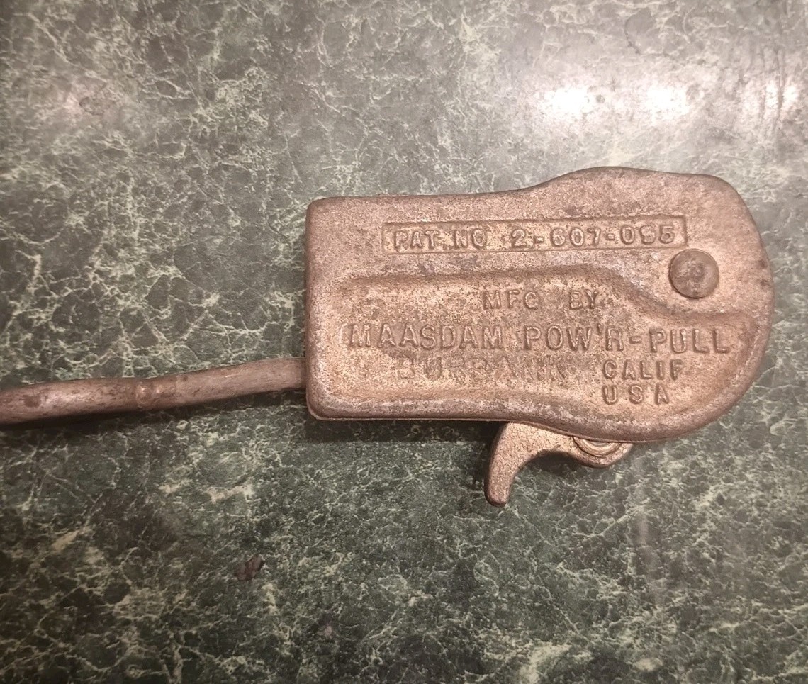 Vintage Maasdam Pow\'r Pull Wire Cable Puller Burbank CA USA Pat # 2-607-095 Farm