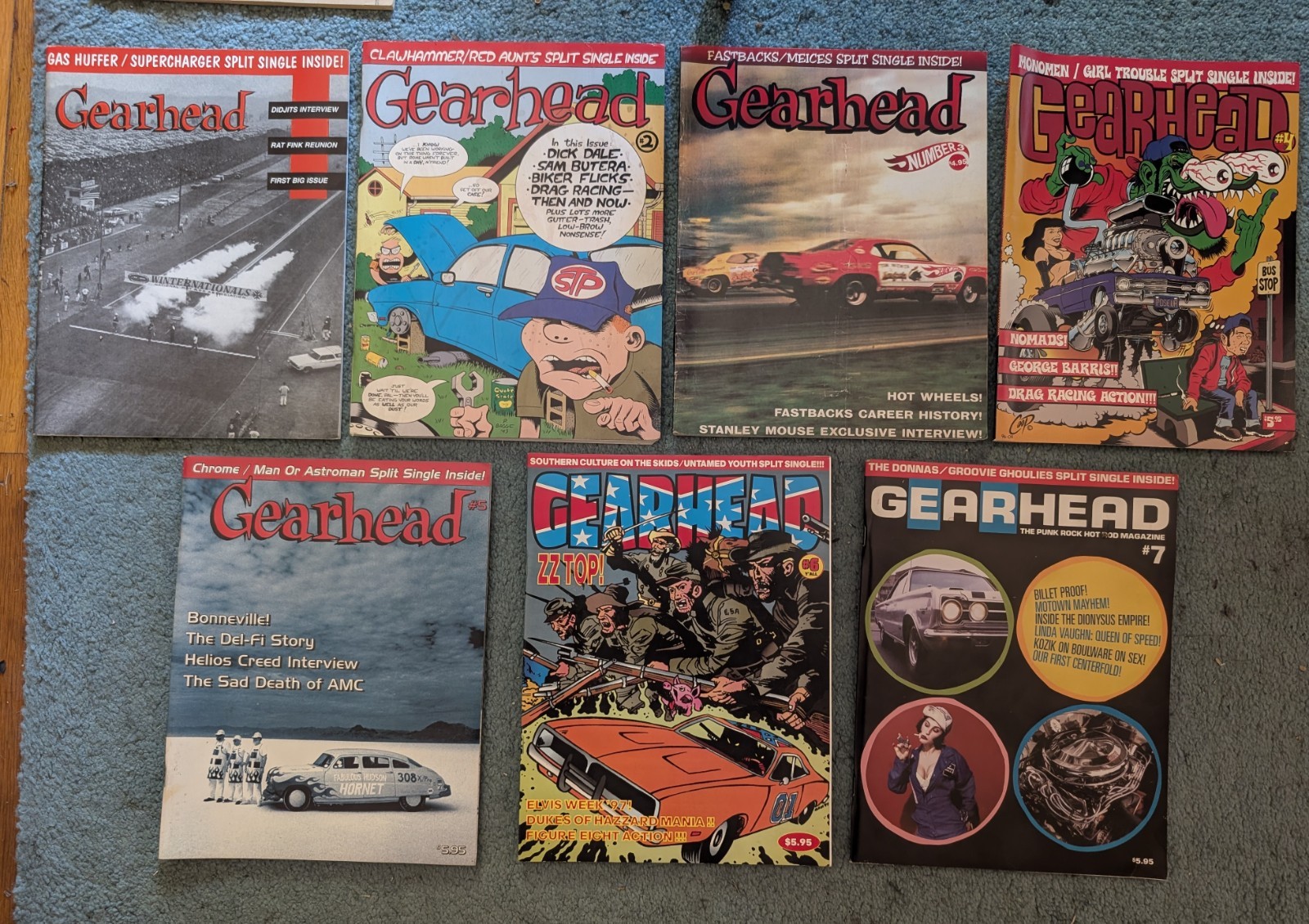 lot of GEARHEAD magazines 1-7.  surf,  cars, garage  budget rock. 