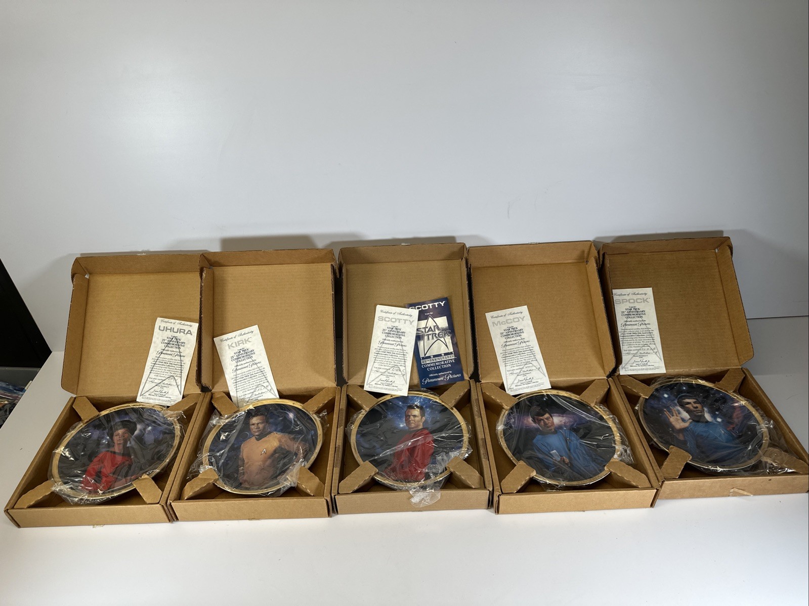 BRAND NEW 1991 Lot Of 5 Star Trek 25th Anniversary Commemorative Plate w/ COA
