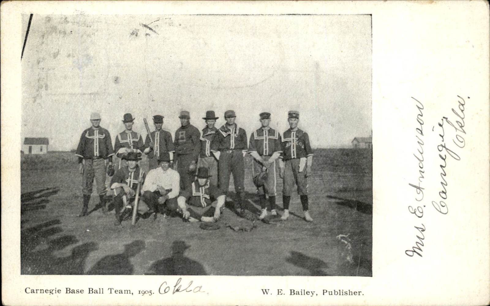 Carnegie Oklahoma OK Baseball Team W. E. Bailey c1905 Vintage Postcard bhn