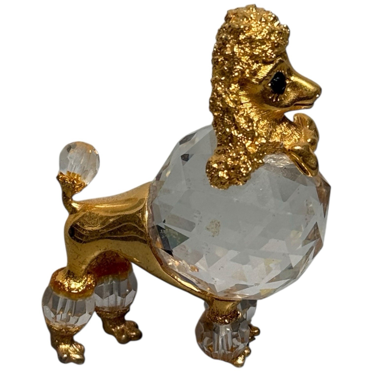 Vintage 1983 Swarovski Crystal Trimlite Poodle Mini Figurine 24K Gold Plate \