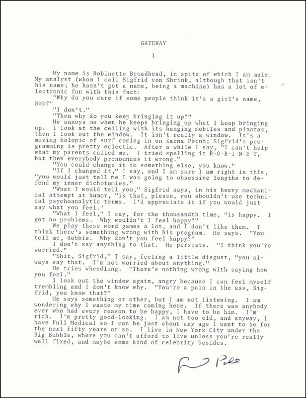 FREDERIK POHL - TYPESCRIPT SIGNED