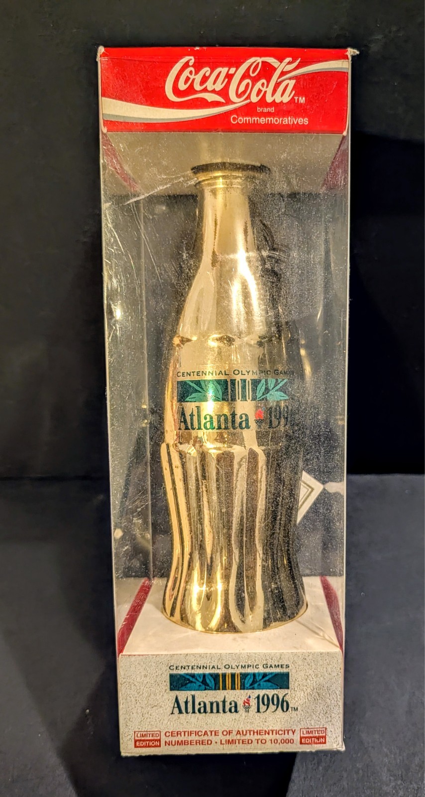 Free Shipping-Coca Cola 1996 Atlanta Olympics Gold Bottle Limited Edition