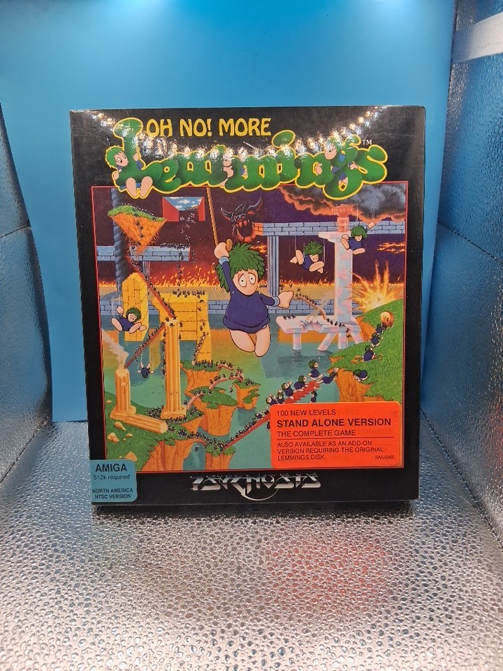 OH NO MORE LEMMINGS - COMMODORE AMIGA BOXED GAME - 1991 PSYGNOSIS