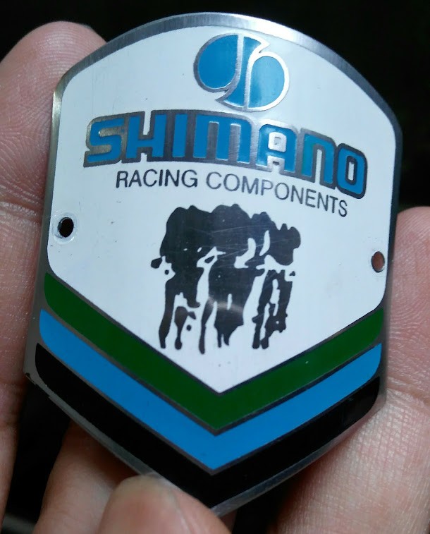 Vintage Shimano Racing Components Bicycle Headtube Badge Emblem Metal Road Bike
