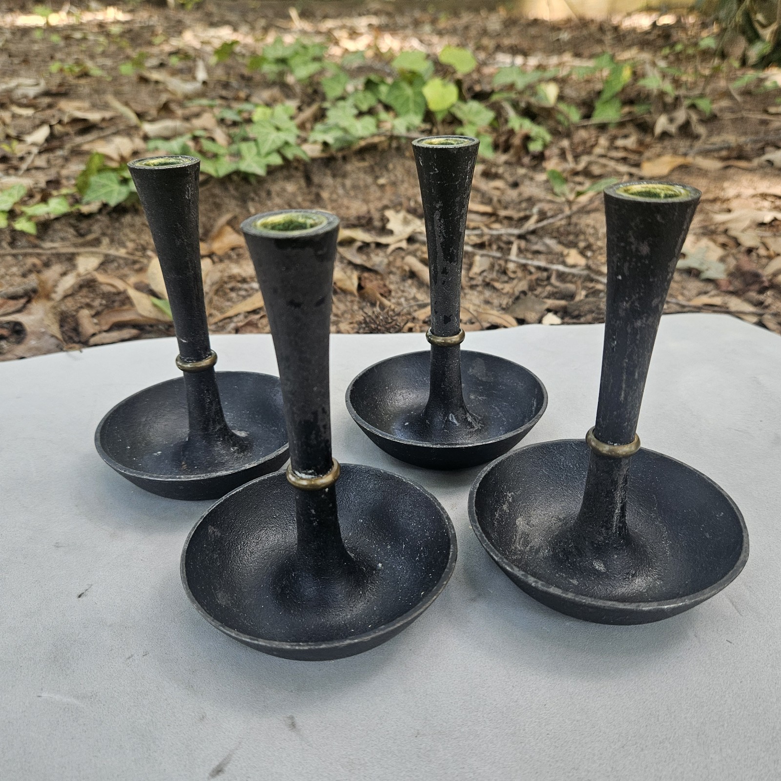 Set of 4 used Vintage Dansk IHQ Denmark Iron Candle Holder\'s by Jens Quistgaard