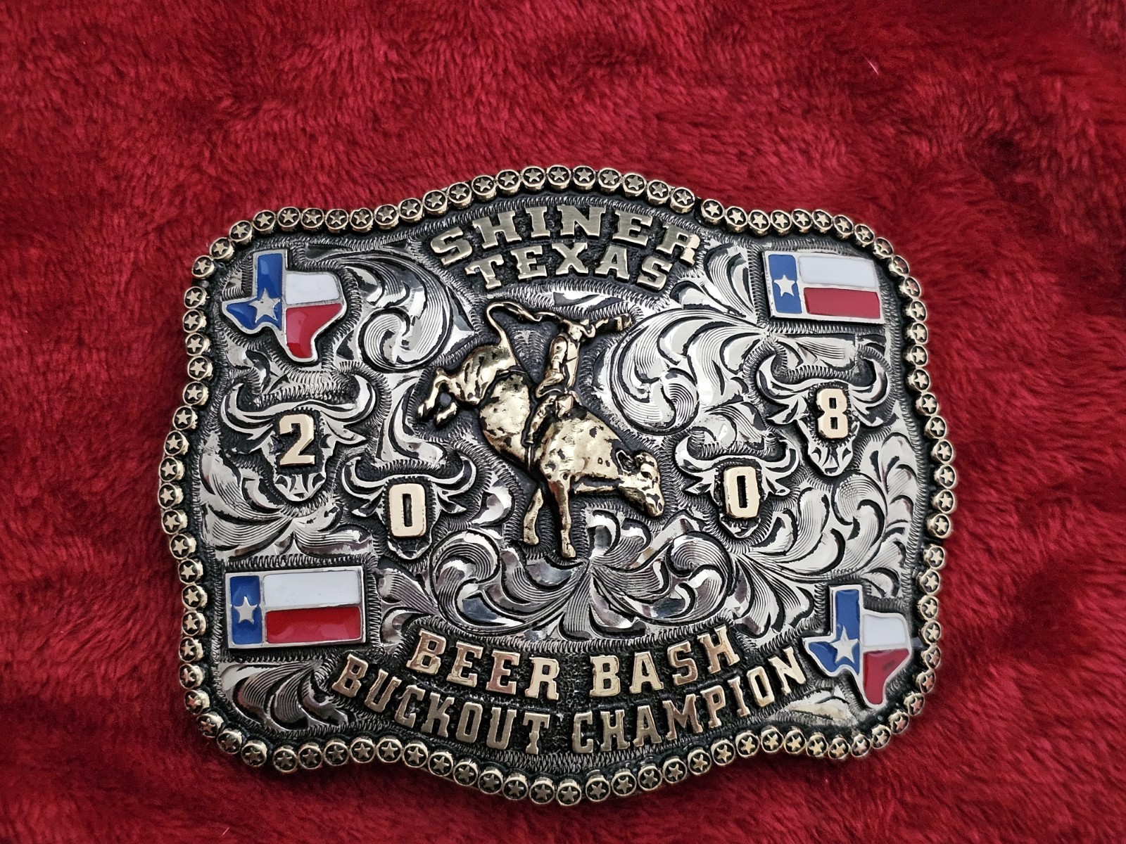 Bull Riding RODEO☆X~TREME☆2008☆SHINER TEXAS☆CHAMPION TROPHY BUCKLE☆Rare☆T91