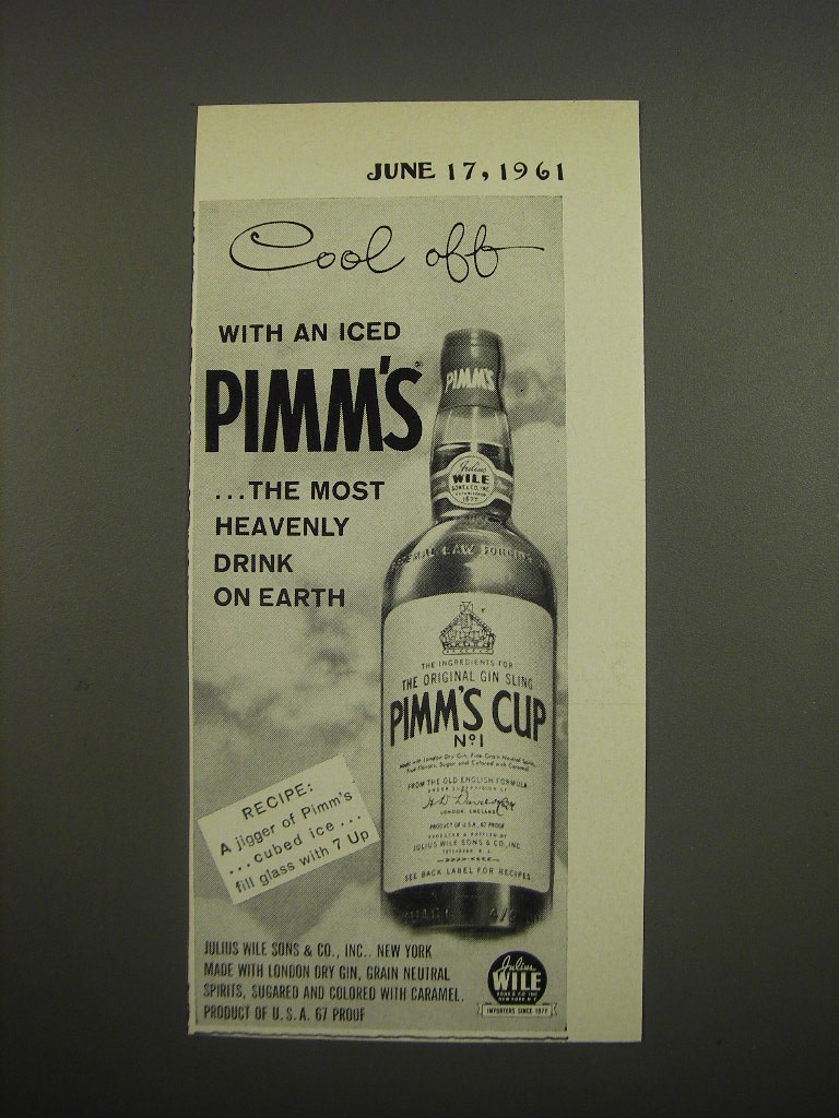 1961 Pimm\'s Cup No. 1 Advertisement - Cool off with an Iced Pimm\'s