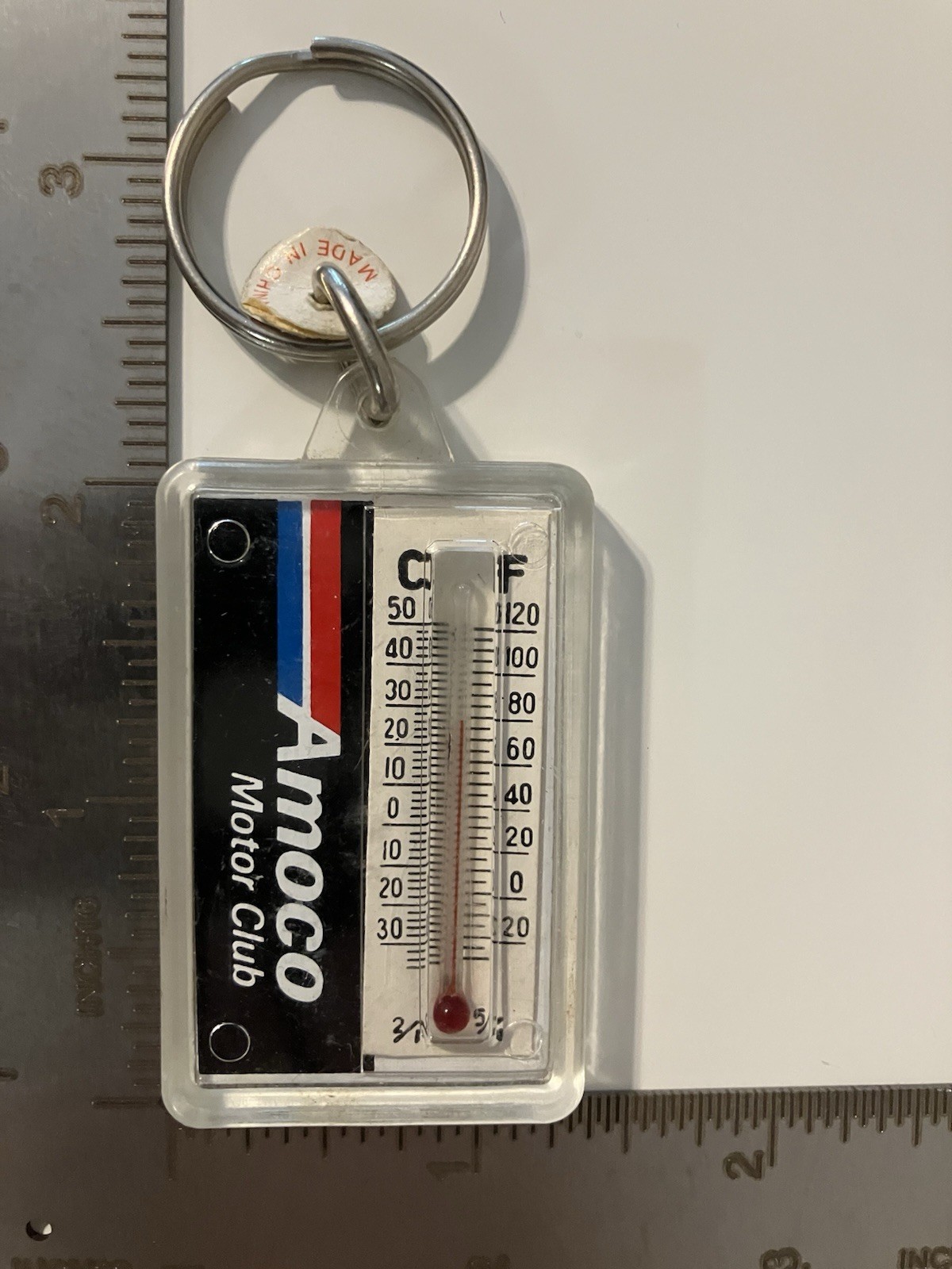 Vintage Amoco Motor Club Keychain Thermometer