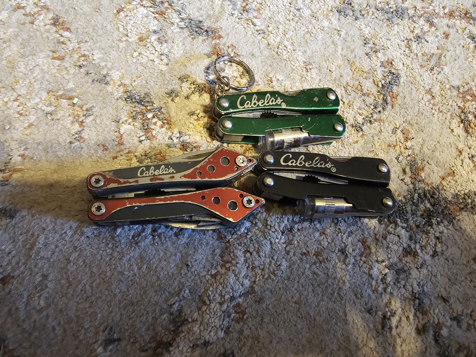 Lot Of 3 Cabela's Multi-Tool Pocket Knife Plier Screw Driver Sets. Great Knives