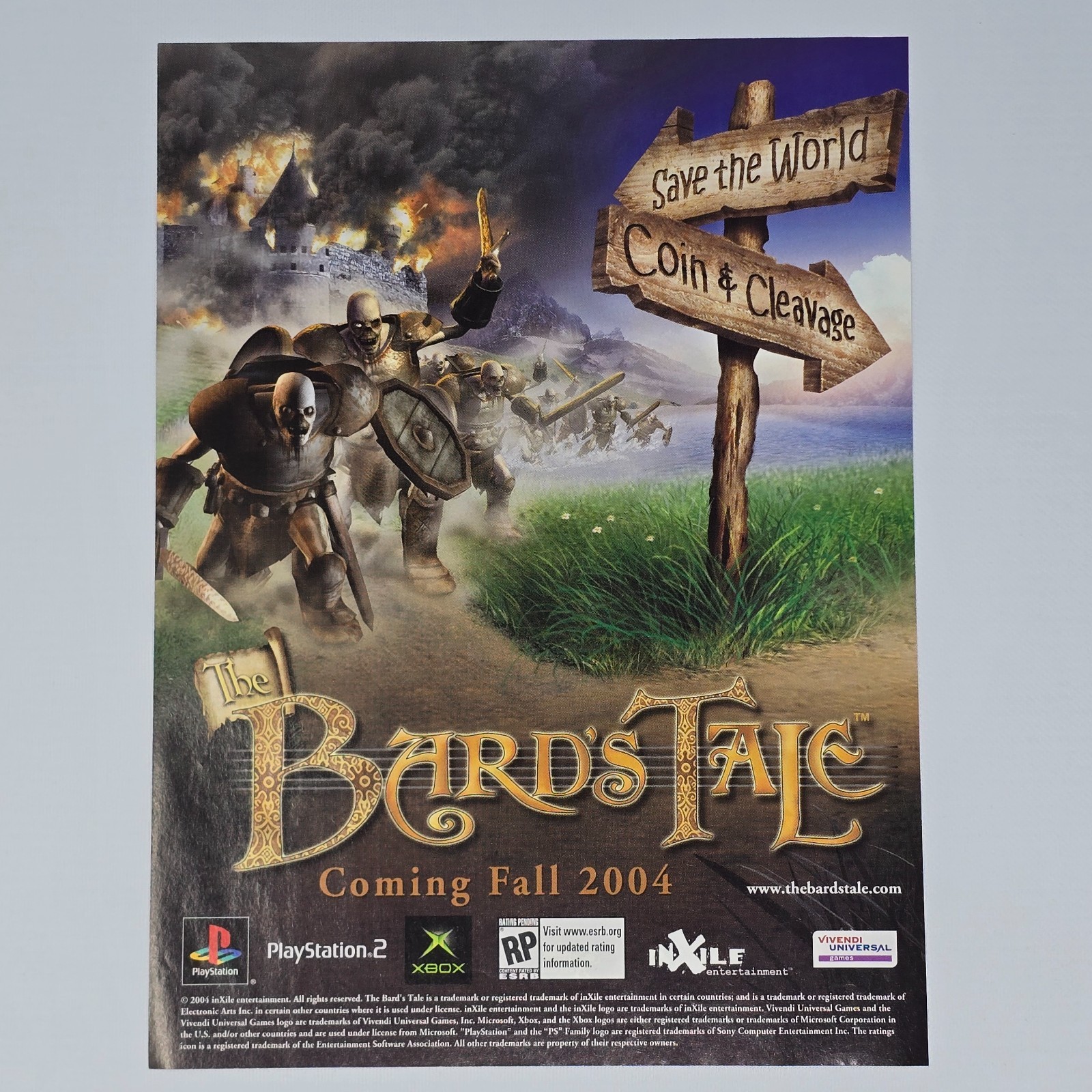 The Bard's Tale Xbox PlayStation 2 PS2 Coin Print Ad/Poster