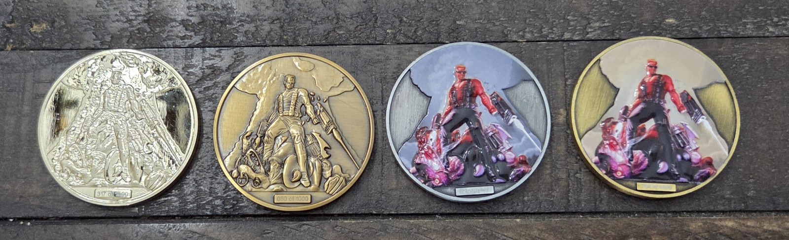 Vintage 4 Duke Nukem 3D Collectible Vintage Game Coin Numbered 080 317 621 & 709