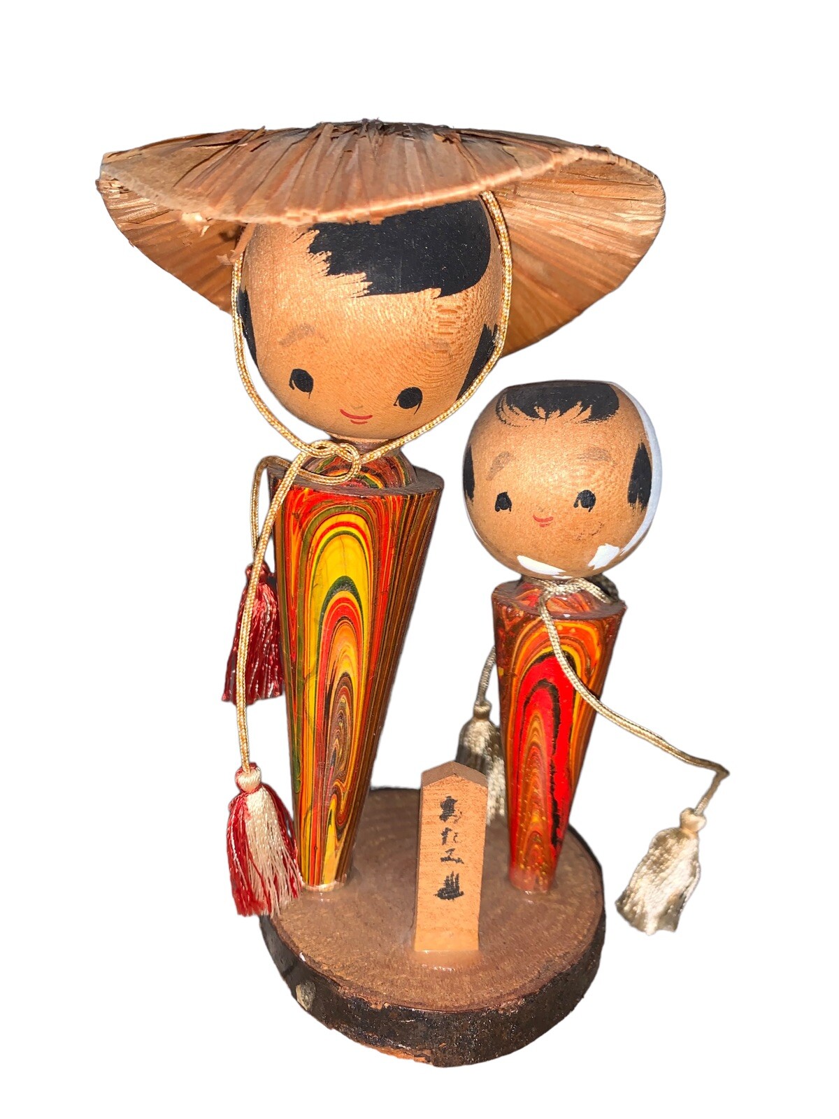BEAUTIFUL VINTAGE JAPANESE KOKESHI DOLS~HAND WOOD CARVED AND PAINTED~5.5\'\' TALL
