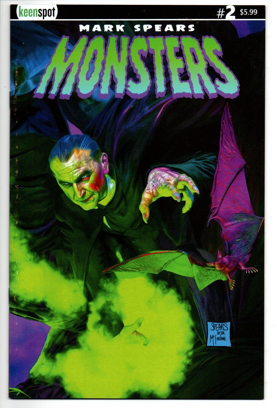Mark Spears Monsters 2 NM Cover B Spawn McFarlane Dracula Homage Variant 1st Prt