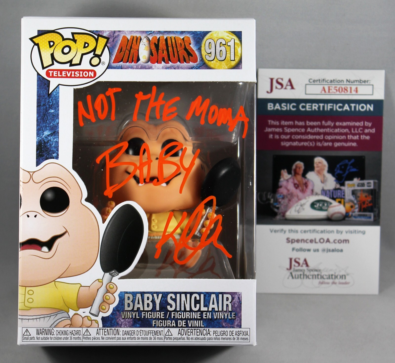 KEVIN CLASH SIGNED BABY SINCLAIR FUNKO POP DINOSAURS FIGURE AUTOGRAPHED +JSA COA