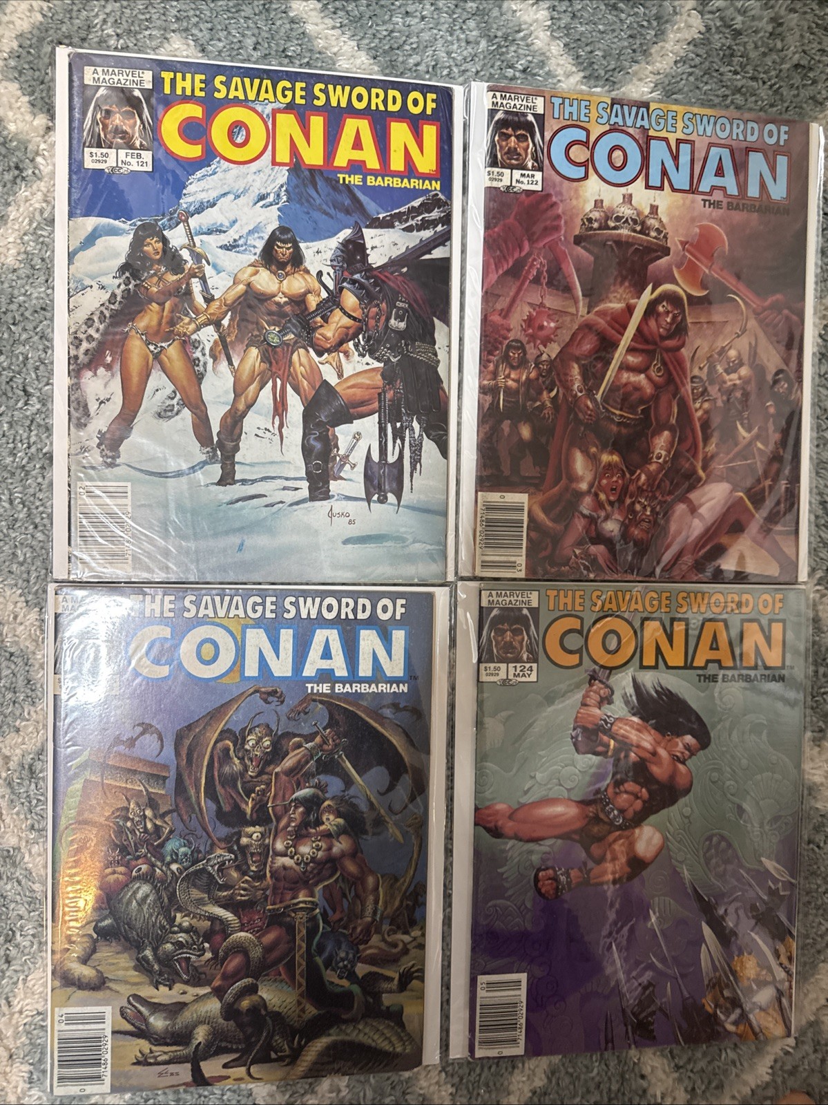 The Savage Sword of Conan #121-125 Newsstand Variants (Marvel, 1986) Jusko Cover