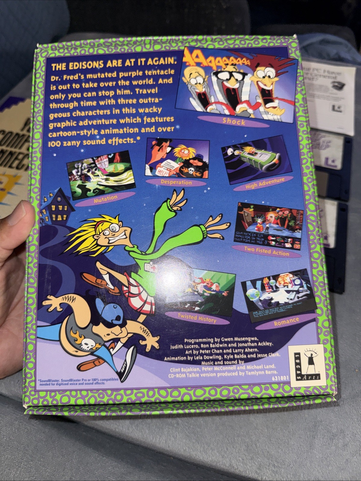 Maniac Mansion: Day of the Tentacle BIG BOX 1993 DOS 3.5 Diskette LucasArts IBM