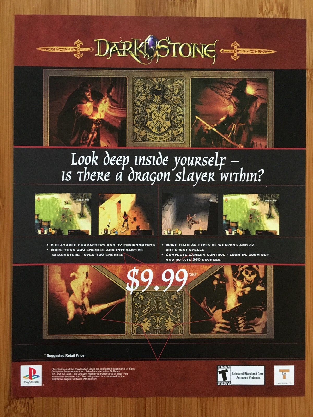 Darkstone PS1 Playstation 1 2000 Vintage Poster Ad Print Art Promo RPG Horror