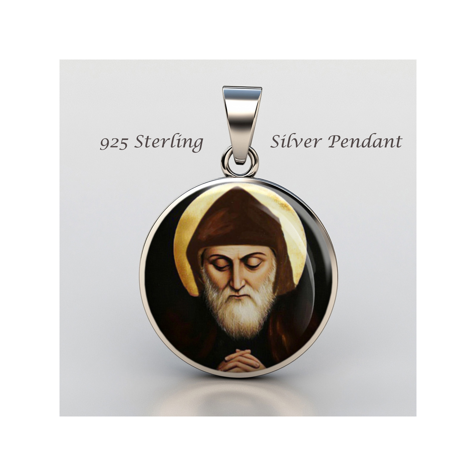 Saint Charbel 925 Sterling Silver Christian Medal