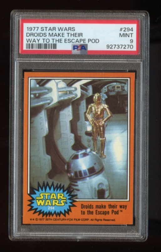 1977 Topps Star Wars Card #294 Droids Make Their Way To The Escape  Pod PSA 9