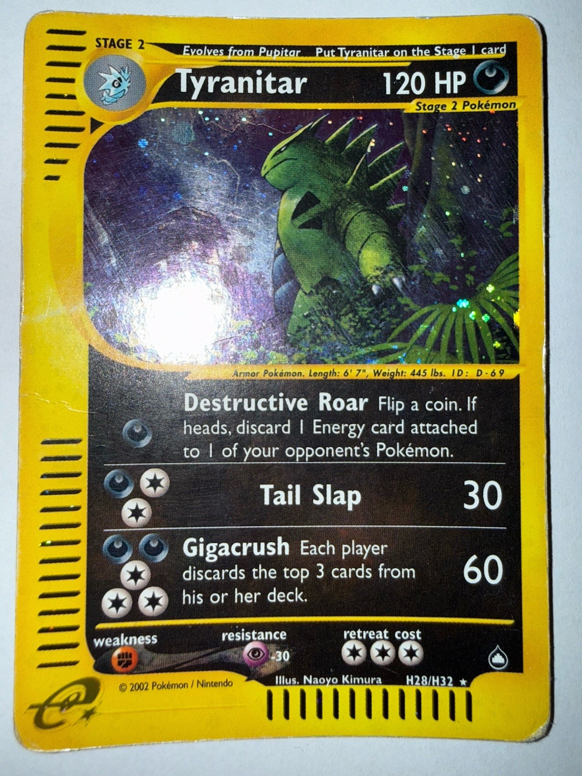 Tyranitar H28/H32 Aquapolis Holo Pokemon Card WOTC E-SERIES HP