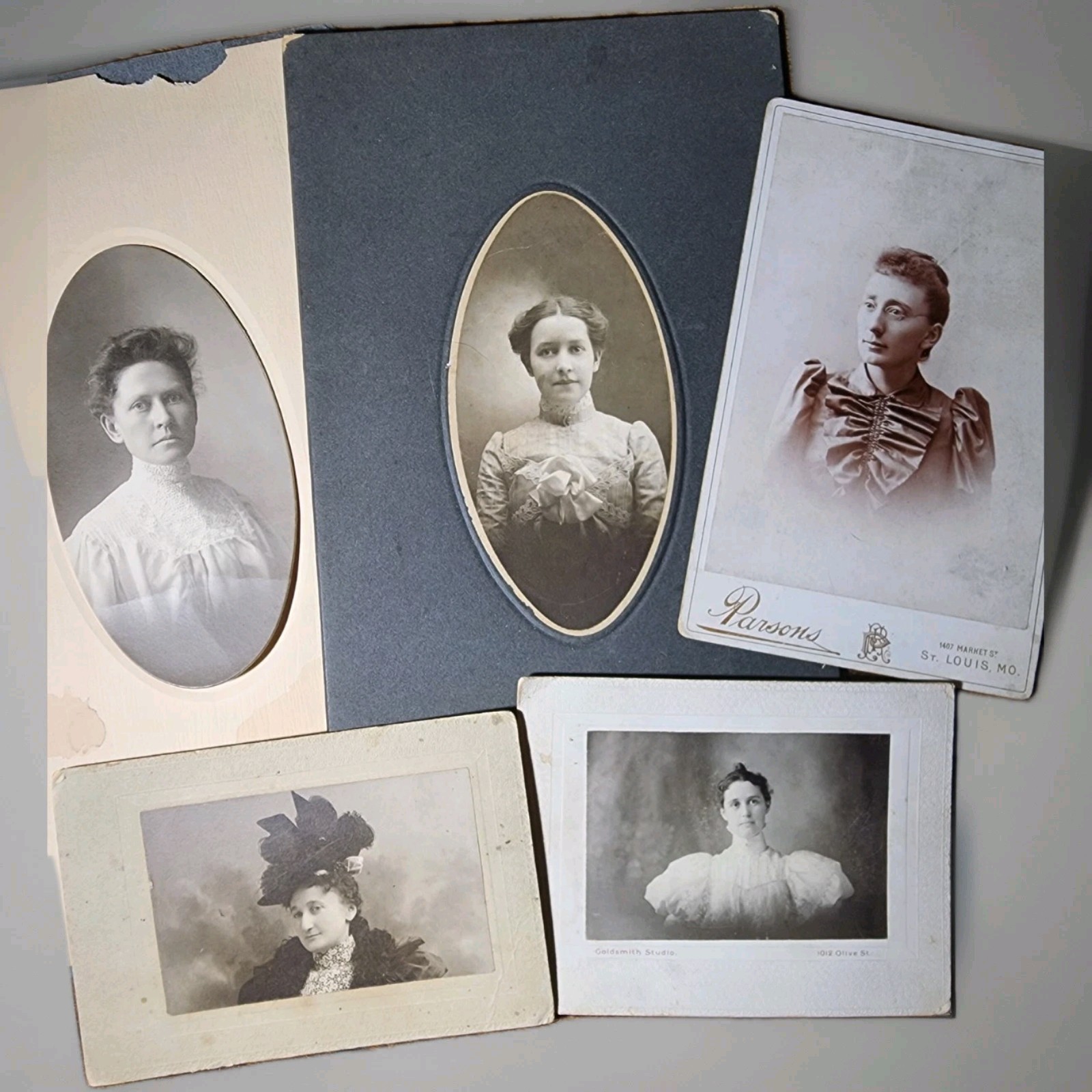 Lot 5-Antique Studio Portrait Cabinet Card/CDVs Pretty Young Ladies St. Louis MO