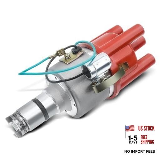 Ignition Distributor with Cap and Rotor, 4 Cylinders, 1 Blade | Red Cap