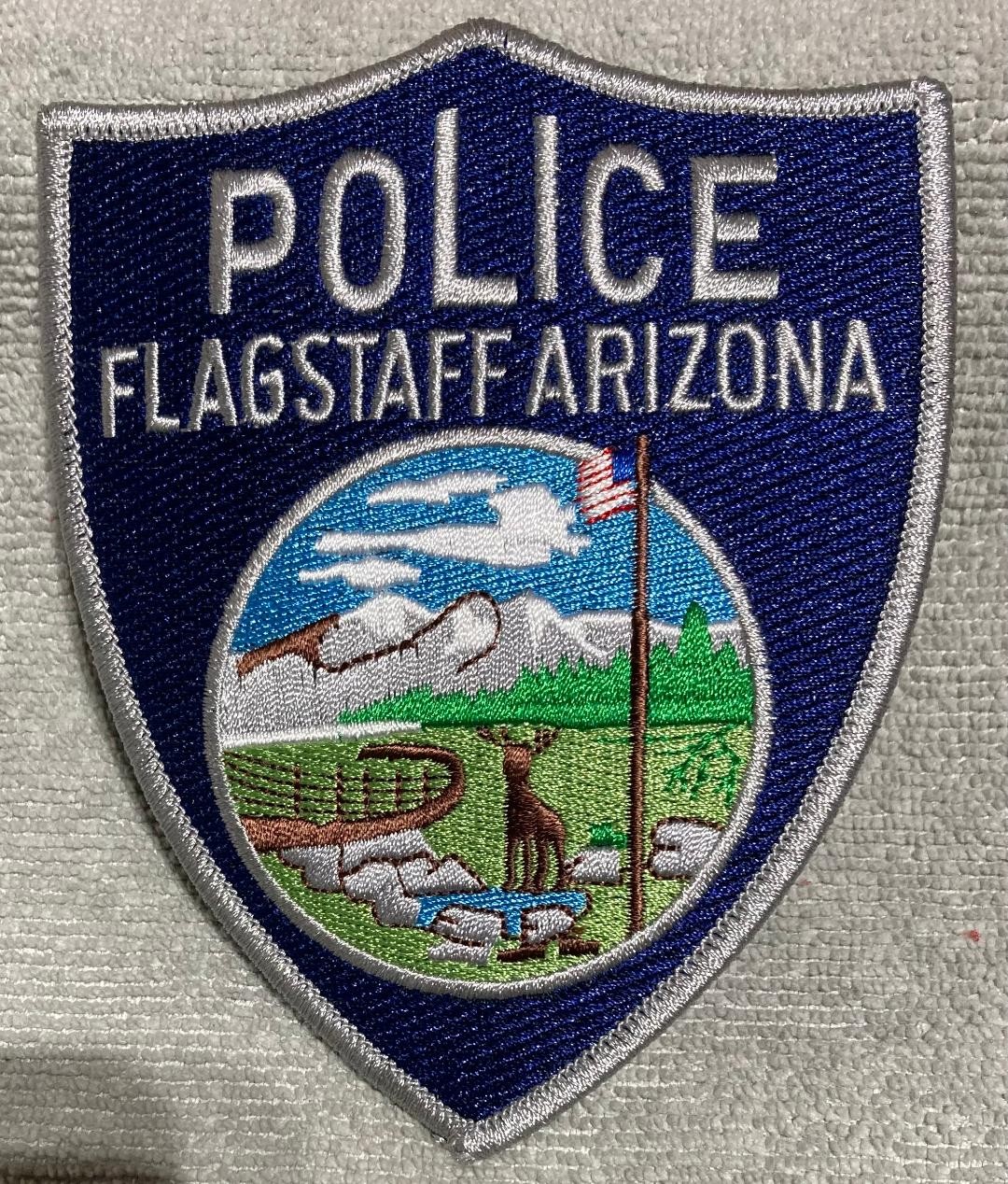 ARIZONA - RARE VERSION  FLAGSTAFF POLICE-  BLUE/SILVER BORDER- FULLY EMBROIDERED