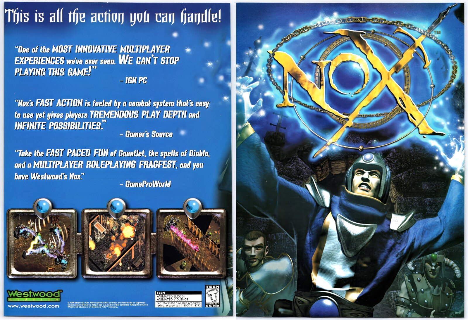 Vintage Print Ad 2000 Nox PC Action RPG Game Westwood Original Promo Poster Art