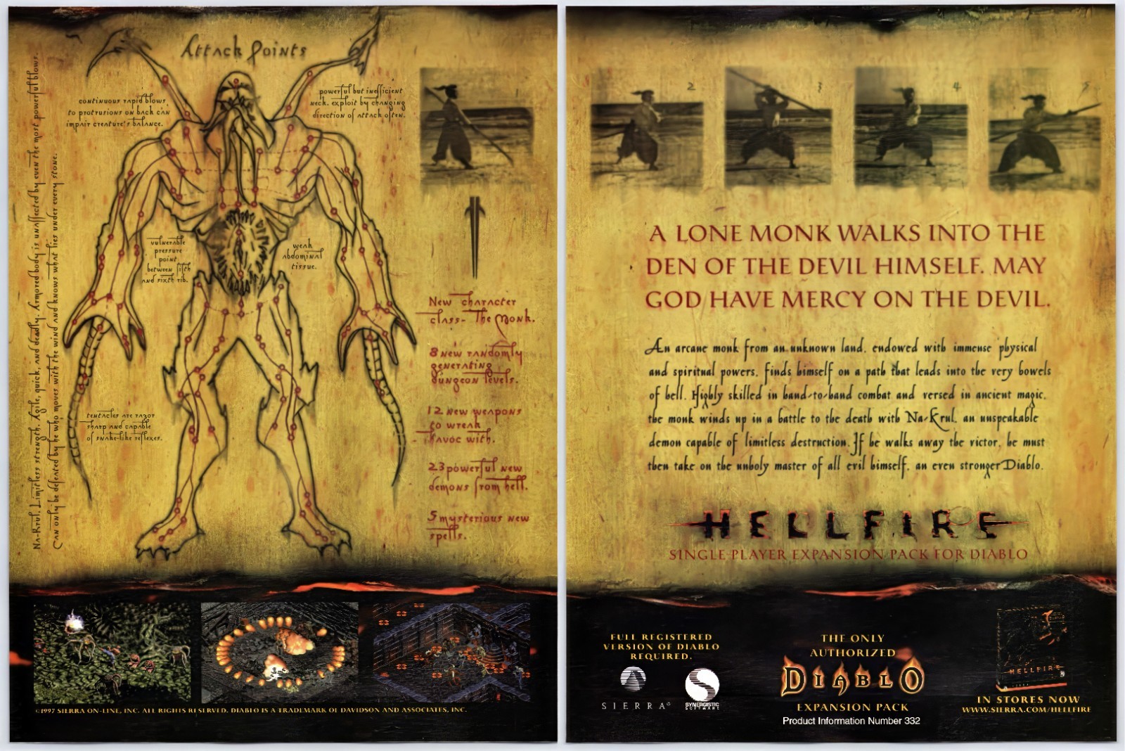 Diablo Hellfire Expansion - PC - Blizzard - Original Print Ad/Poster Art 1998