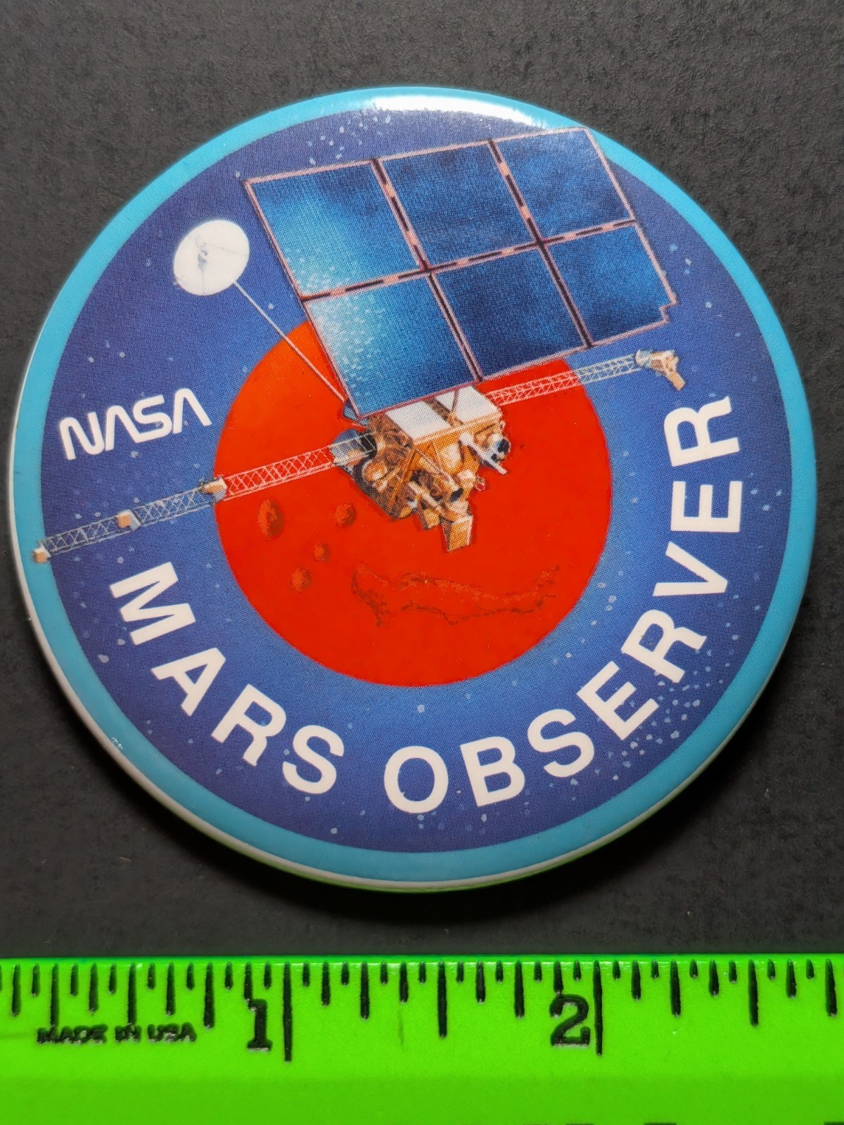 Vintage NASA Mars Observer Satellite Pinback Pin