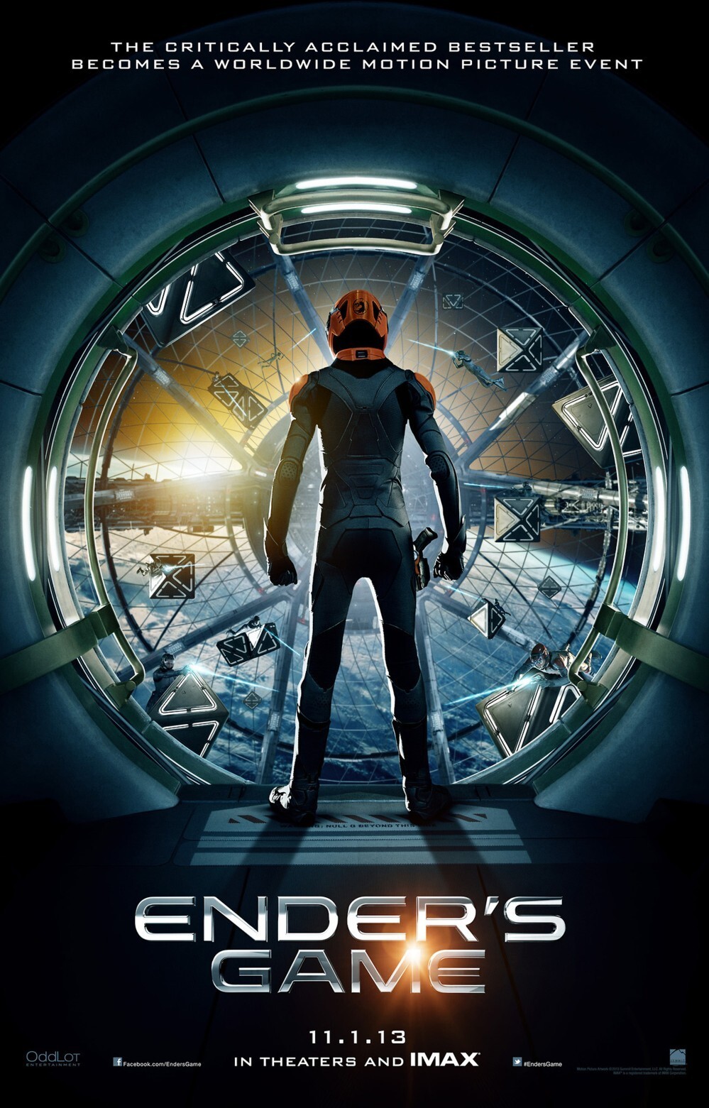Ender\'s Game 2013 SDCC 11x17 movie poster AND 2 buttons or pins (Harrison Ford)