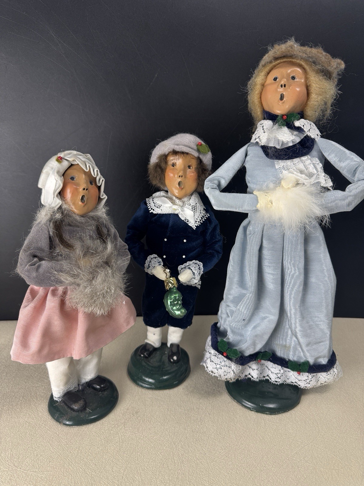 Lot of (3) Byer's Choice Carolers Mix Lot Carolers w/ Pickle Boy - Christmas