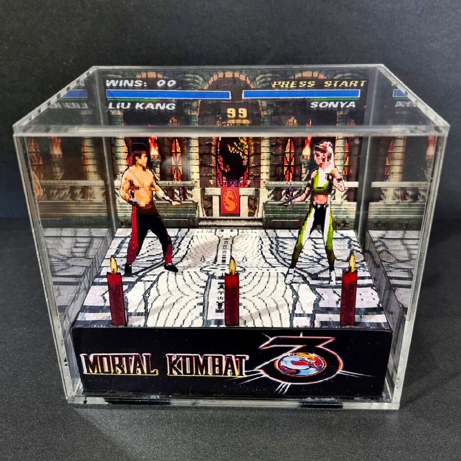 Mortal Kombat 3 Diorama Collectible SNES Shadowbox Arcade Display Decor Merch