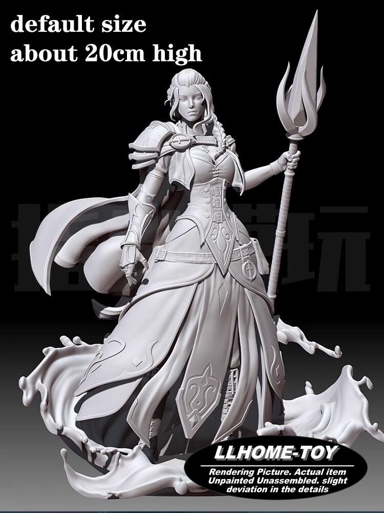 Game HOT Jaina Proudmoore leader stand hold staves Resin 3D Print GK Kit Figure