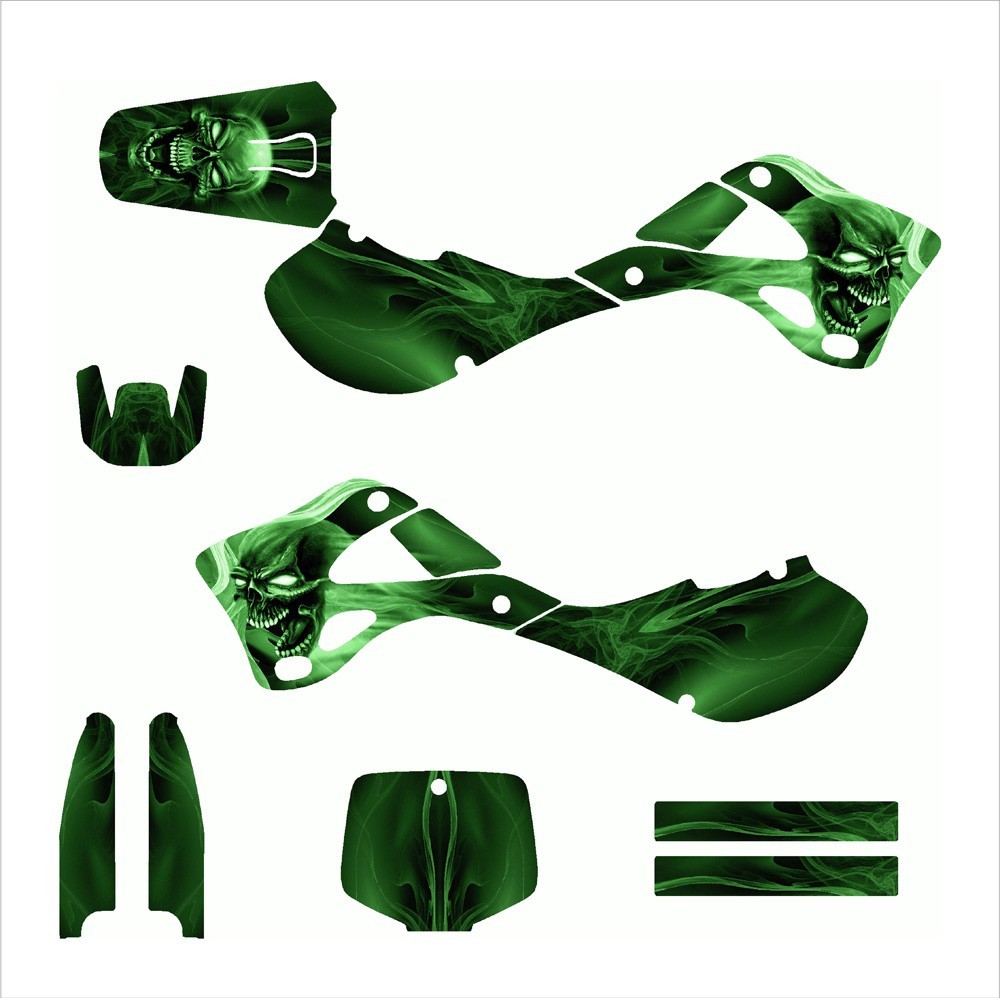 1999 2000 2001 2002  KX125 KX250 graphics for Kawasaki #6666 Green