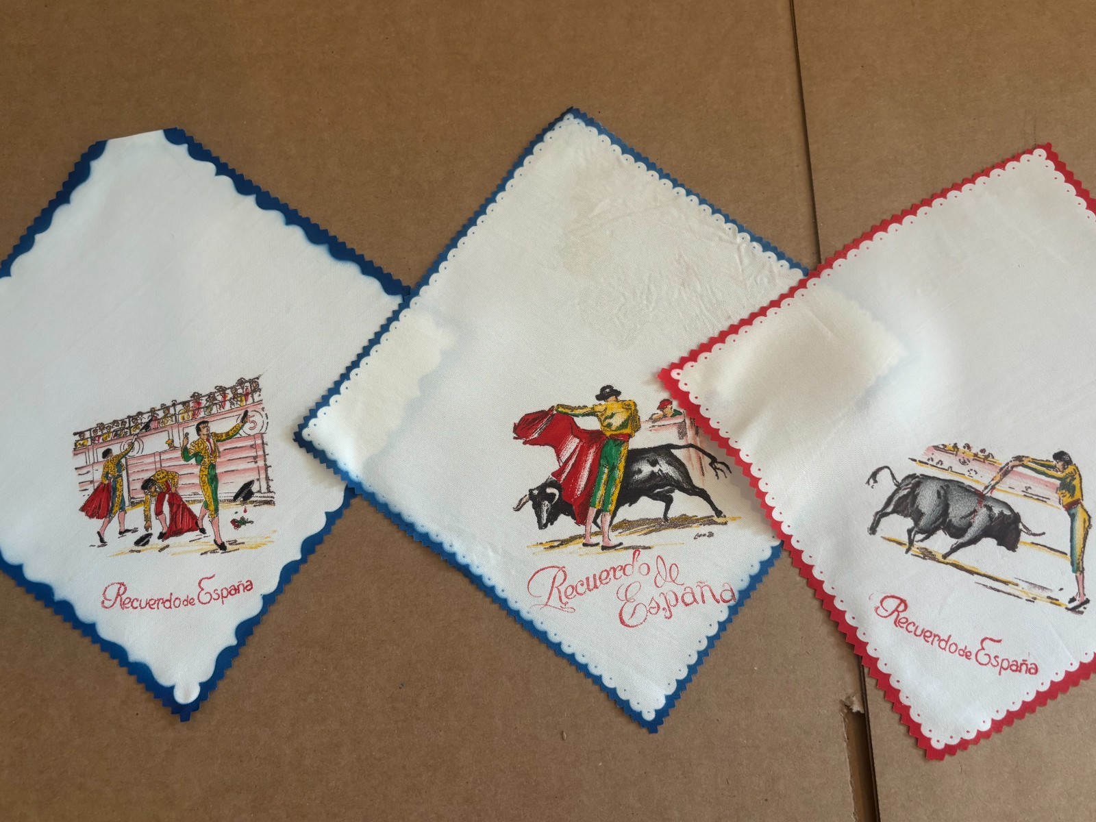3 Vintage Spanish souvenir doilies 7.5\