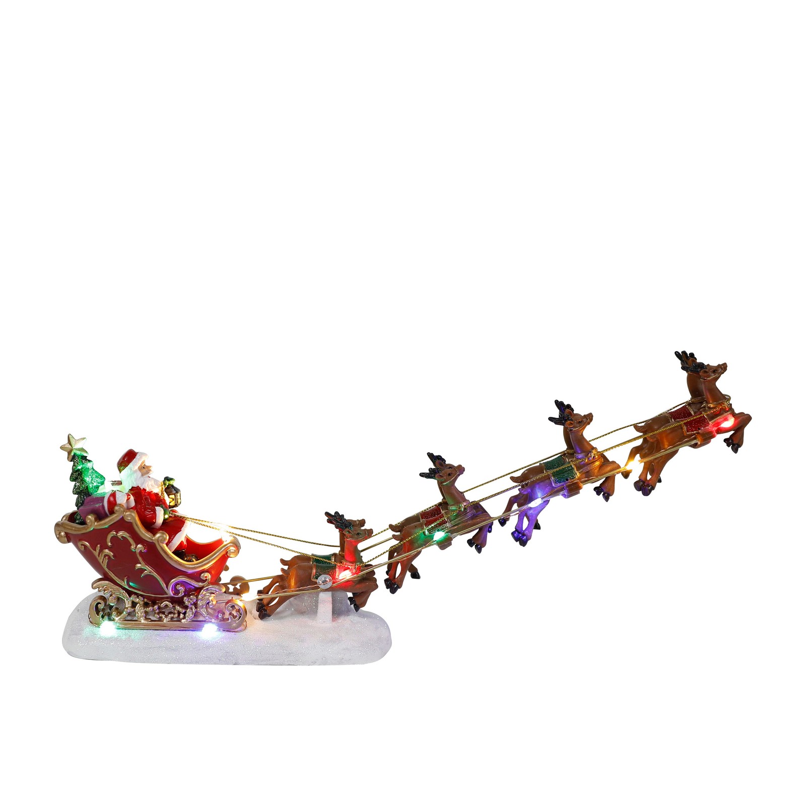 Holiday Living Carole Towne Santa Sleigh Reindeer Lighted Sound Village 2-Pc