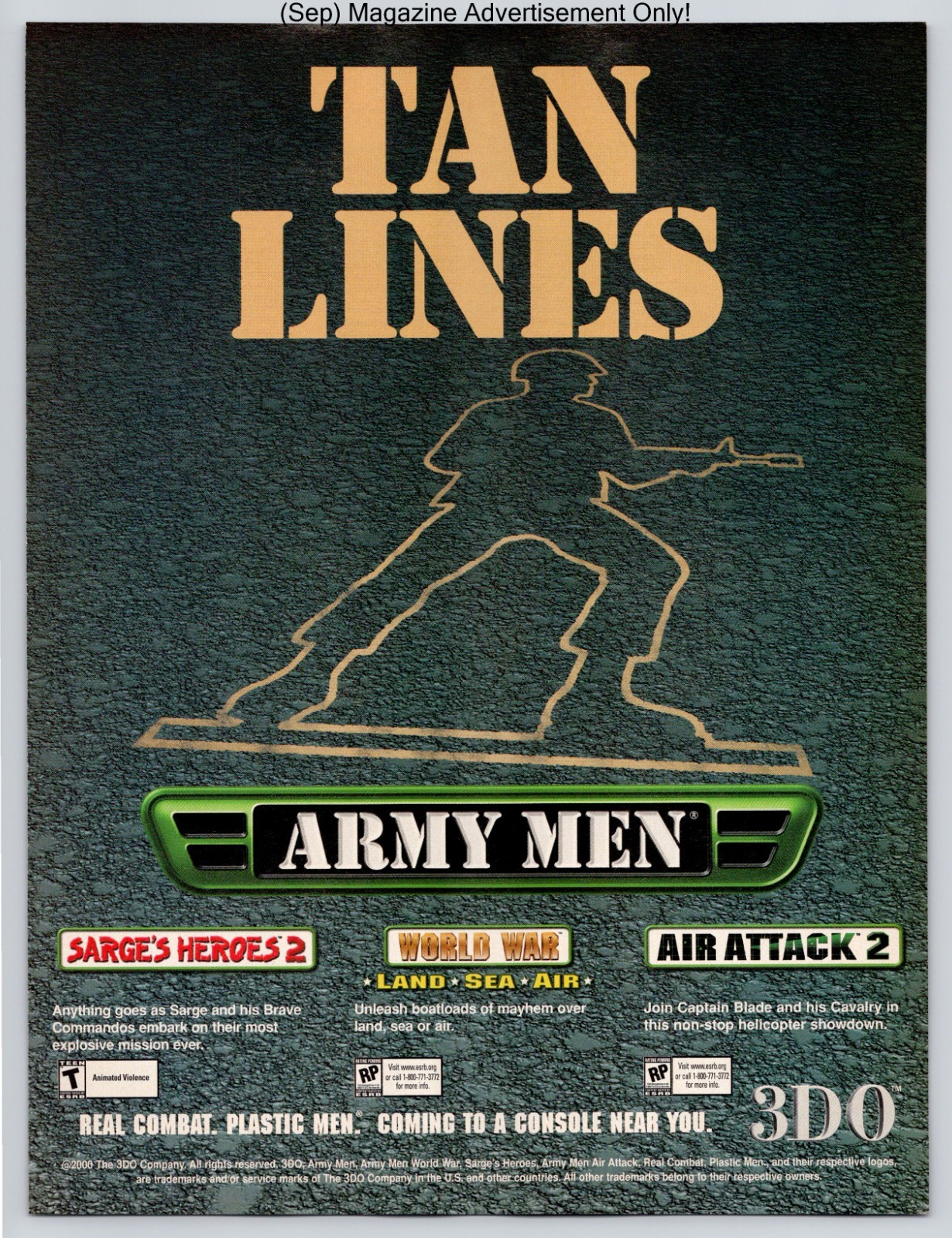 Army Men Sarge’s Heroes World War Air Attack 3DO Games 2000 Advertisement