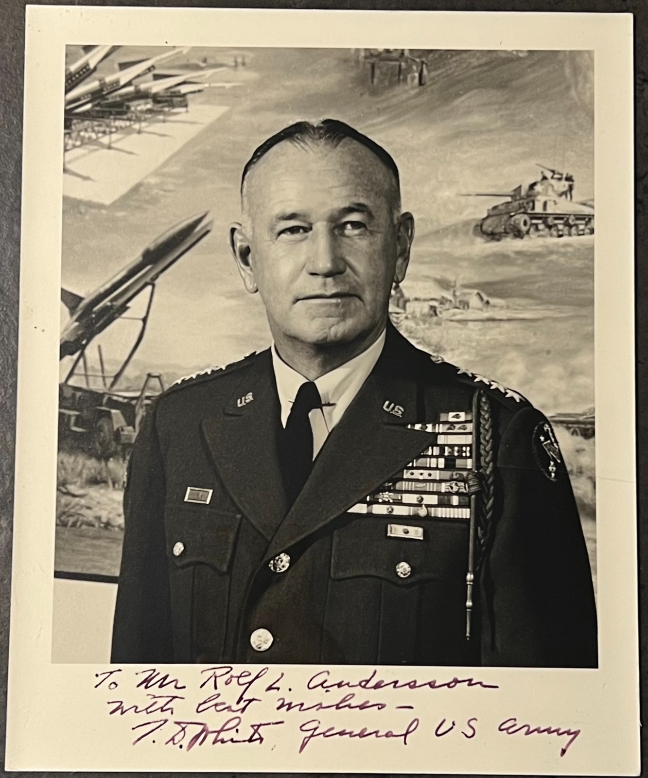 Gen. Isaac D. White Signed Photo WWII 2nd Armored Division “Hell on Wheels” 