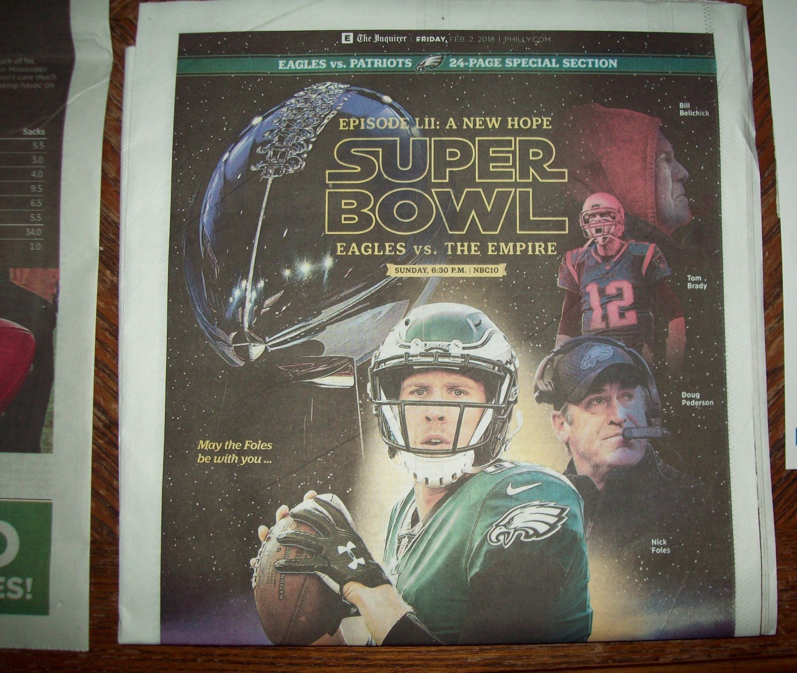 Rare Phila Eagles vs The Empire Super Bowl LII preview Inquirer 2/2/18 NickFoles