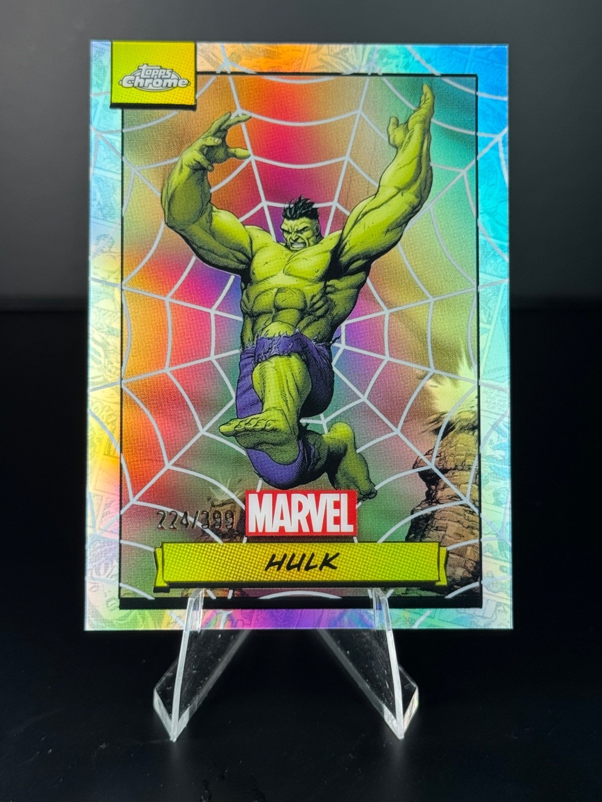 2024 Topps Chrome Marvel Hulk #43 Spider Web Refractor /399 Spider-Man Avengers