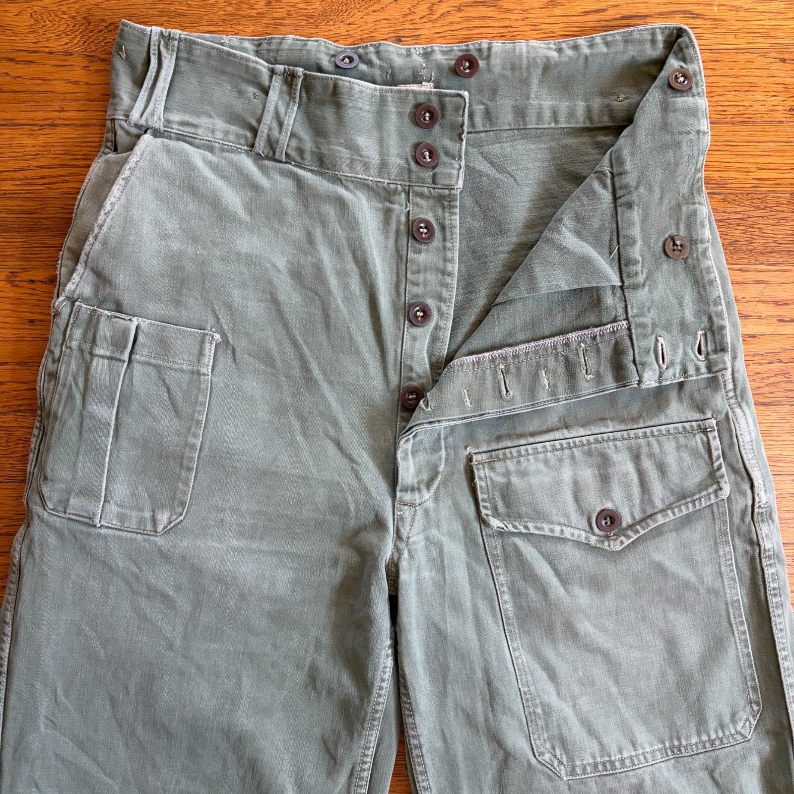 VTG 40s WWII British Army Battledress Trousers Commonwealth Combat Cargo Pants 