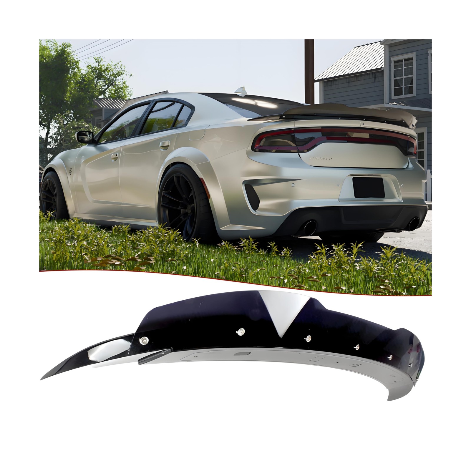 STSEV01 Rear Wickerbill Spoiler Wing Fit for Dodge Charger SE/SXT/SRT/GT/RT/D...